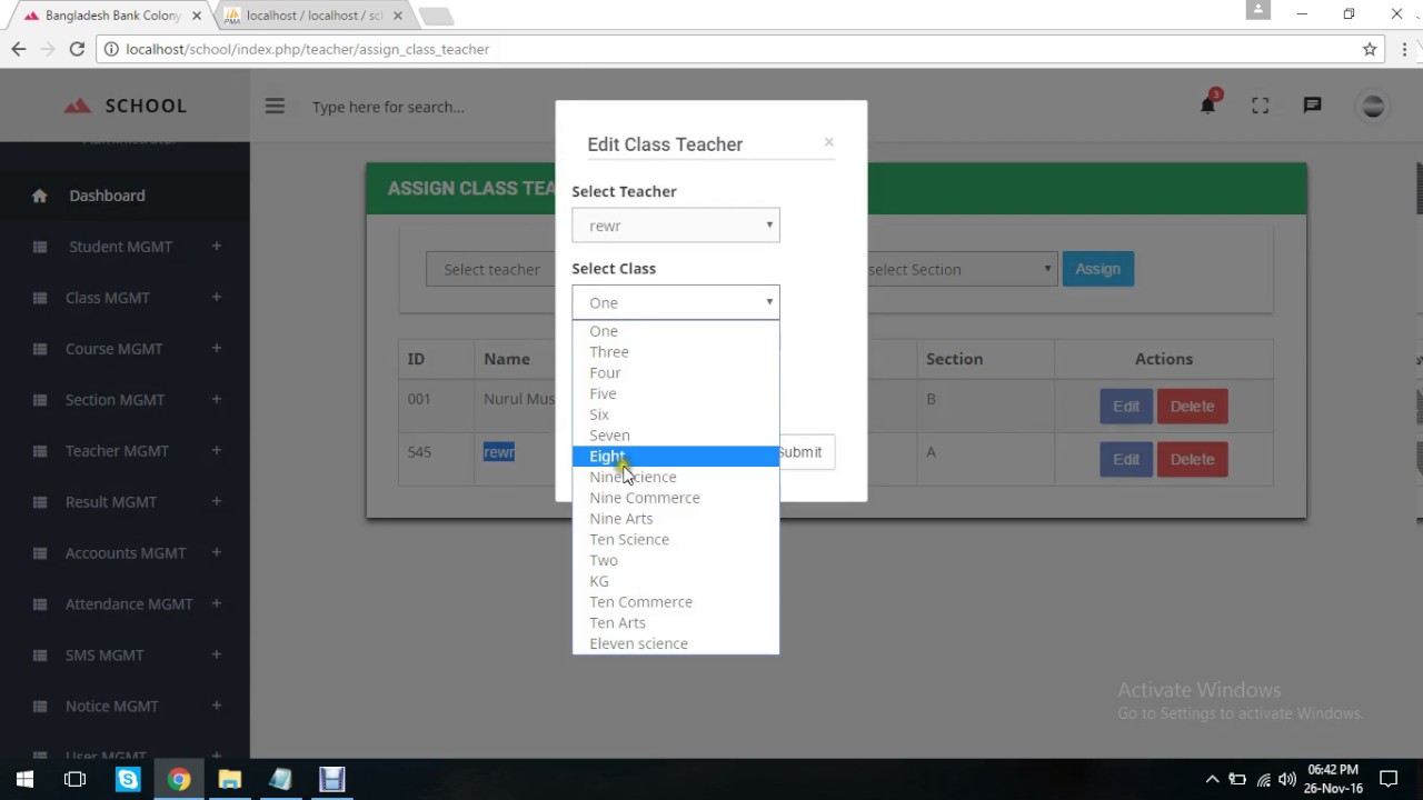free school management system php